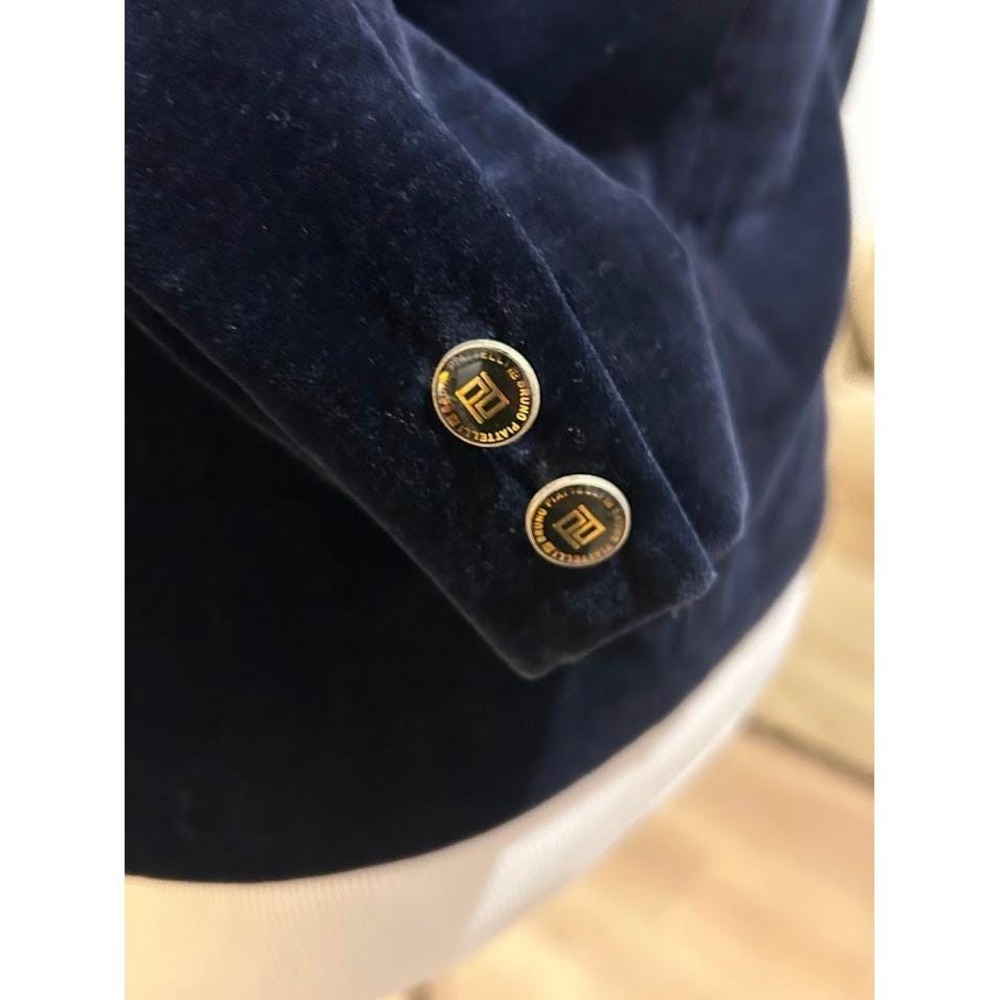 Bruno Piattelli Roma Navy Houndstooth Velvet Blazer Gold Button Women's XS - Picture 5 of 11
